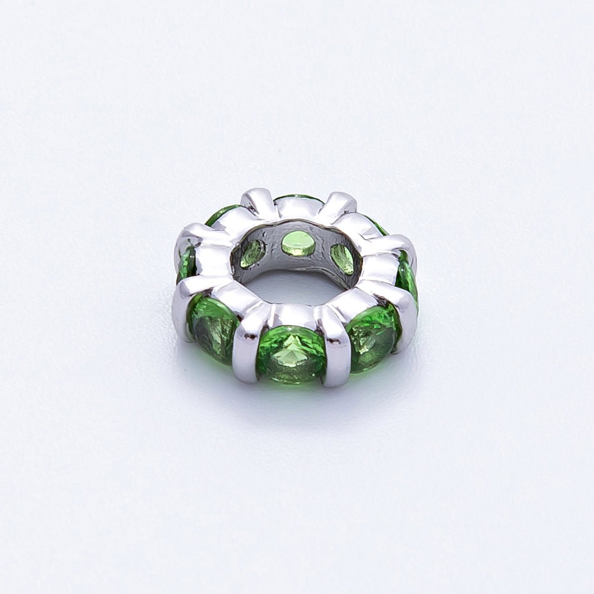 10.5mm Personalized Birthstone Micro Paved Round CZ Rondelle Spacer Set | Beads - 00101 ~ Beads - 00112 - DLUXCA
