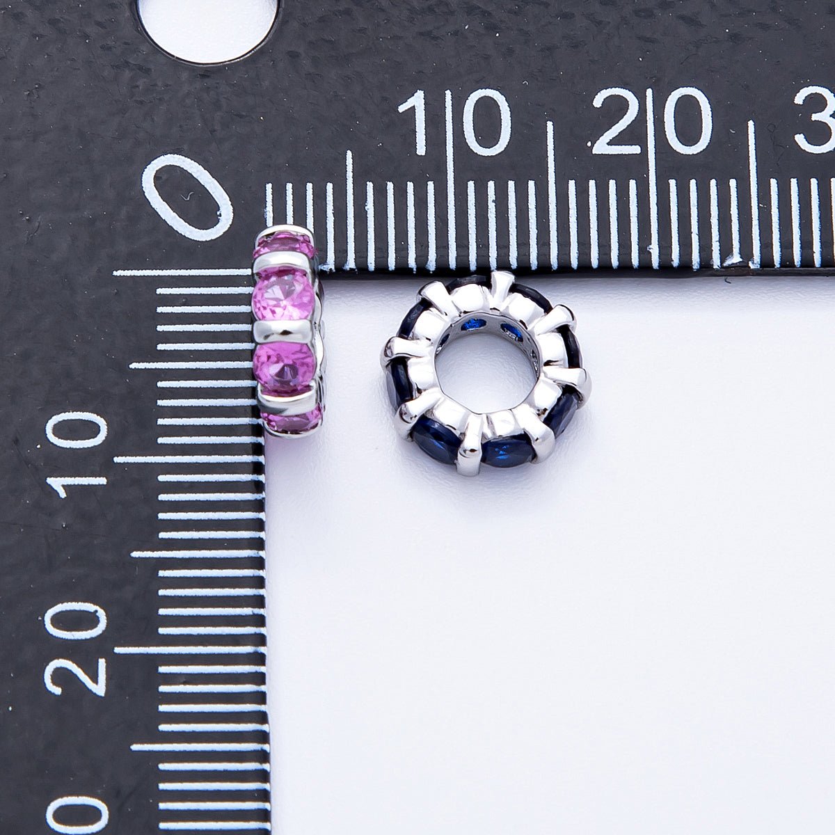 10.5mm Personalized Birthstone Micro Paved Round CZ Rondelle Spacer Set | Beads - 00101 ~ Beads - 00112 - DLUXCA