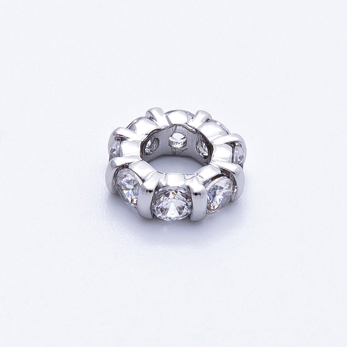10.5mm Personalized Birthstone Micro Paved Round CZ Rondelle Spacer Set | Beads - 00101 ~ Beads - 00112 - DLUXCA