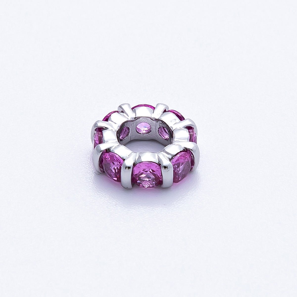 10.5mm Personalized Birthstone Micro Paved Round CZ Rondelle Spacer Set | Beads - 00101 ~ Beads - 00112 - DLUXCA