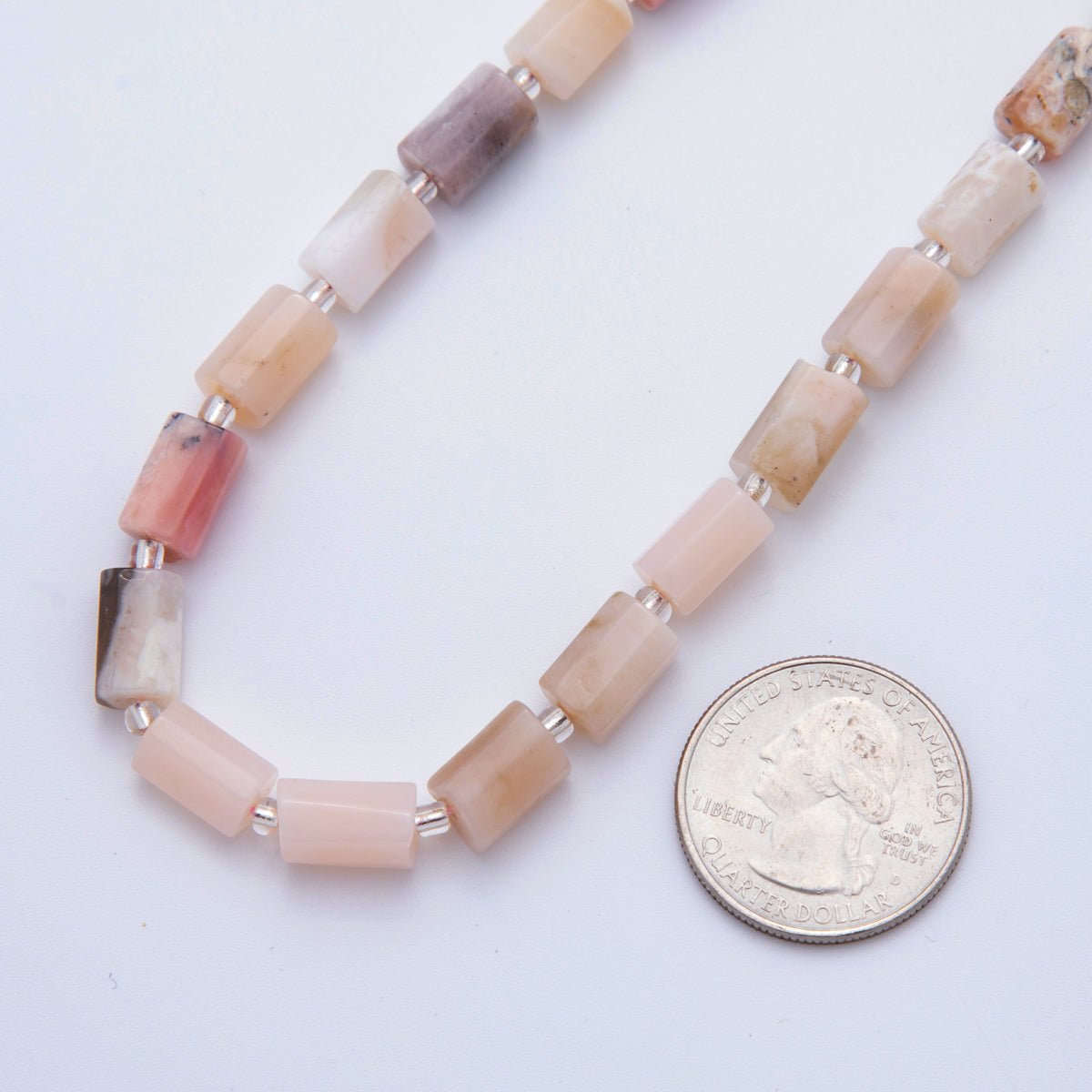 10.5mm Pink Opal Bead Natural Gemstone Cylinder Tube Strand Finding | WA - 1507 - DLUXCA