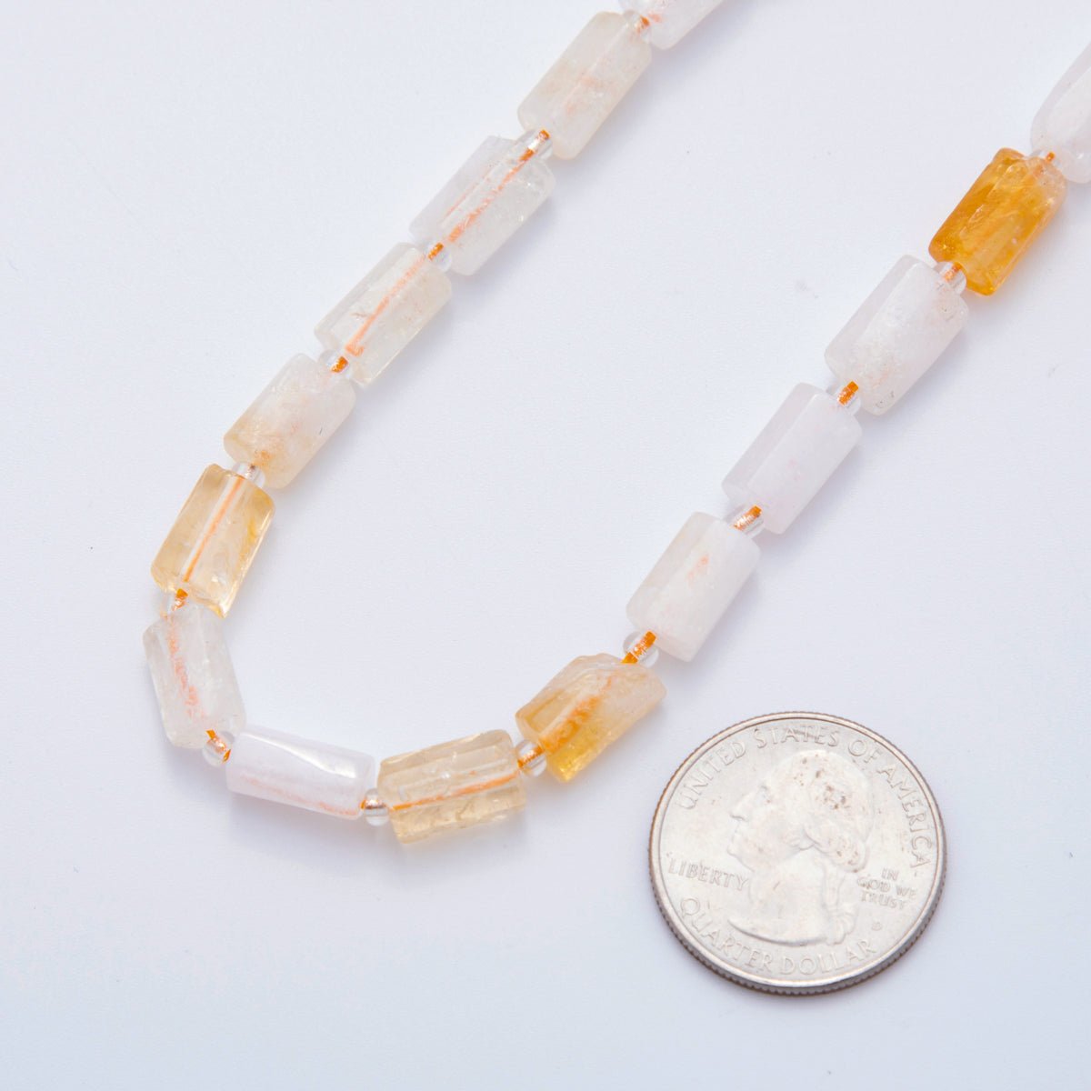 10.5mm Yellow Citrine Bead Natural Gemstone Cylinder Tube Strand Finding | WA - 1505 - DLUXCA