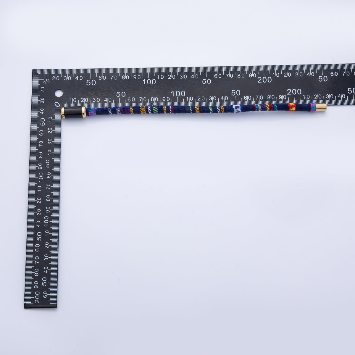 10mm Blue Multicolor Embroidered Fabric Cord 8.86 Inch Bracelet | WA - 3960 - DLUXCA