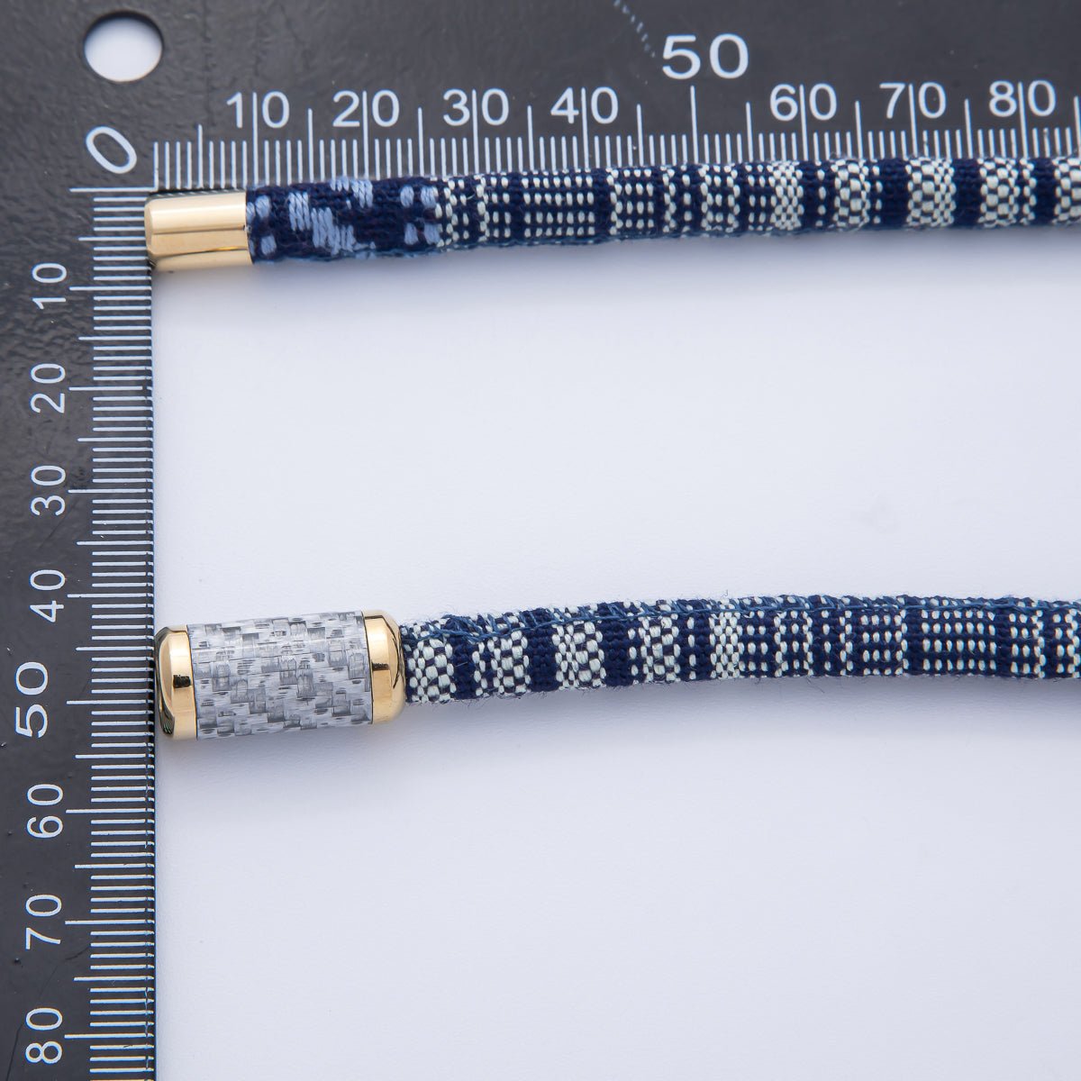 10mm Blue Woven Embroidered Fabric Cord 16.54 Inch Necklace | WA - 3957 - DLUXCA