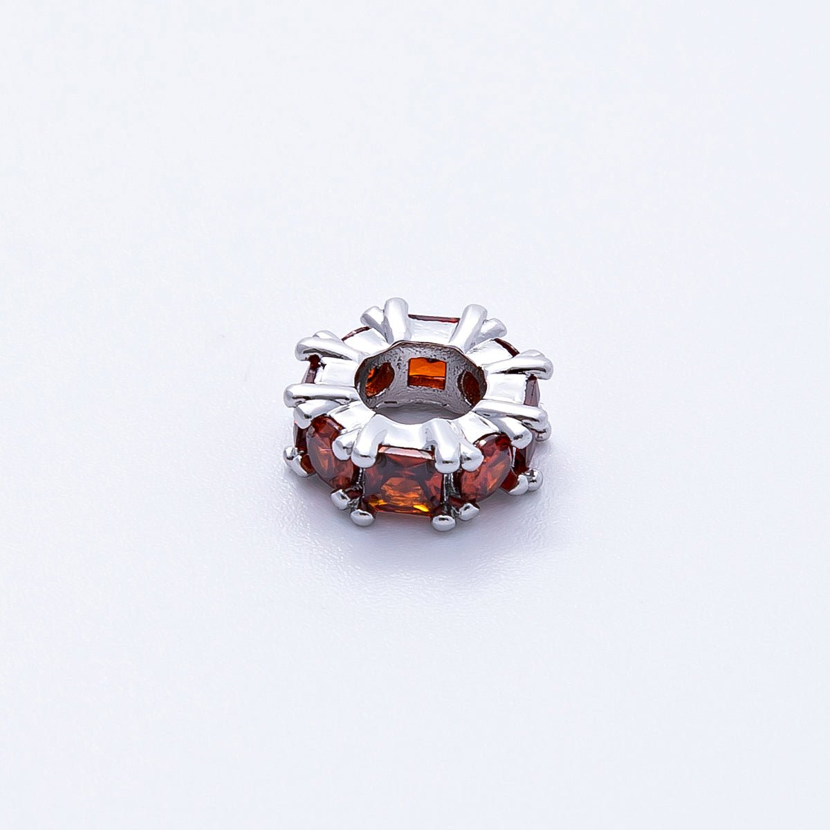 10mm Personalized Baguette Birthstone CZ Rondelle Spacer Set | Beads - 00077 ~ Beads - 00088 - DLUXCA