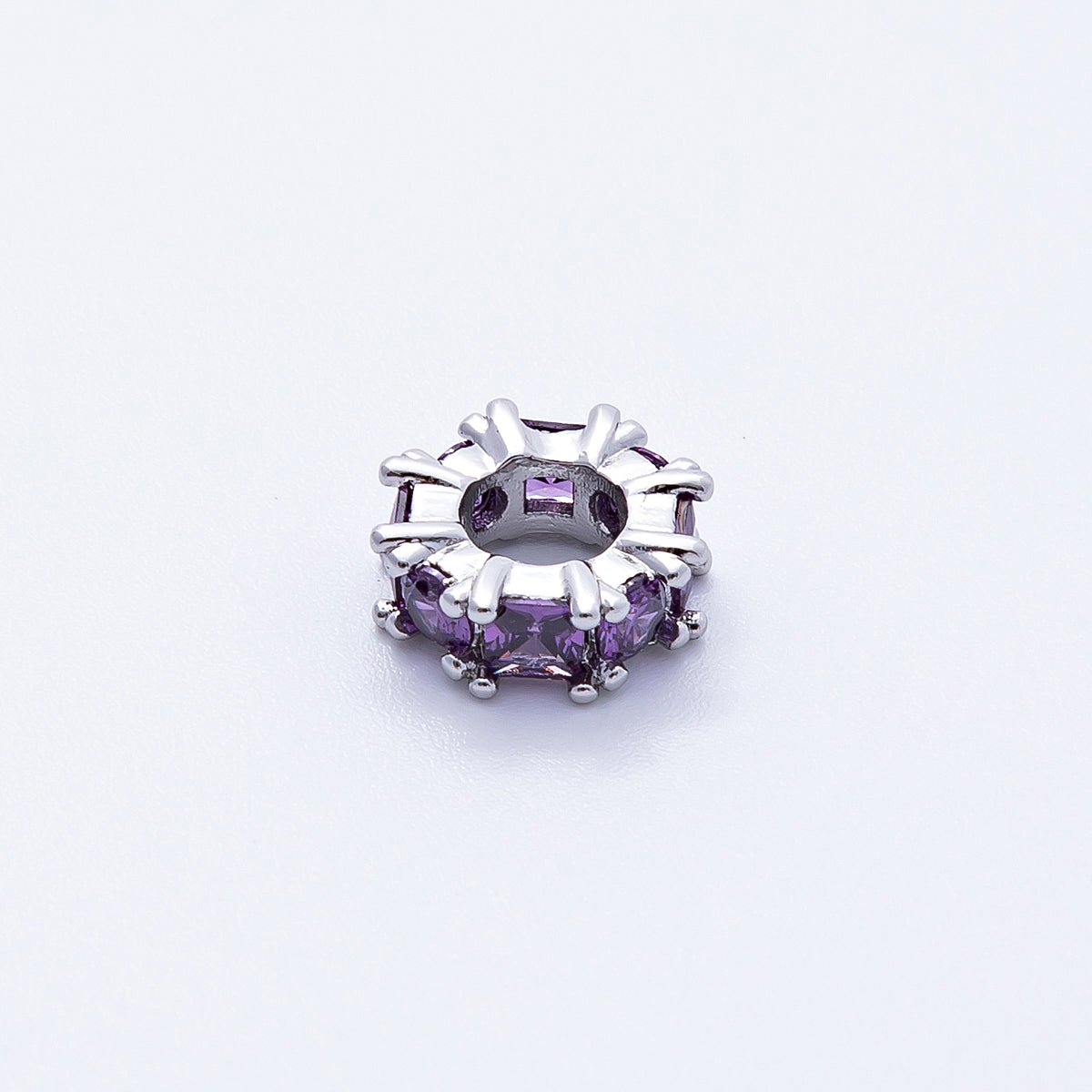10mm Personalized Baguette Birthstone CZ Rondelle Spacer Set | Beads - 00077 ~ Beads - 00088 - DLUXCA