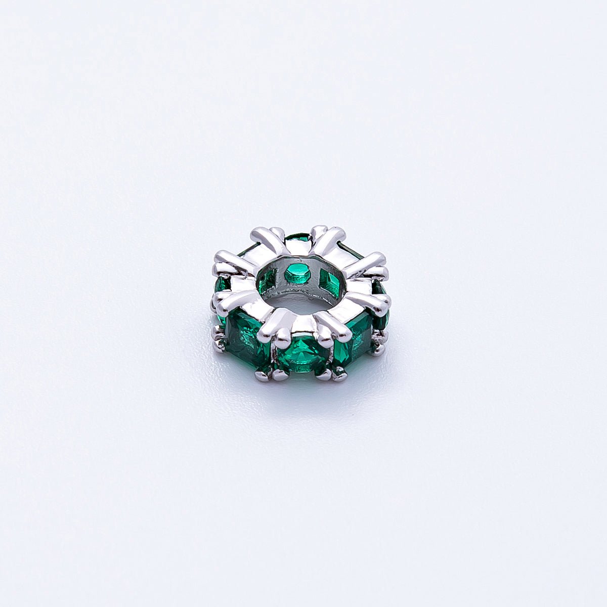 10mm Personalized Baguette Birthstone CZ Rondelle Spacer Set | Beads - 00077 ~ Beads - 00088 - DLUXCA