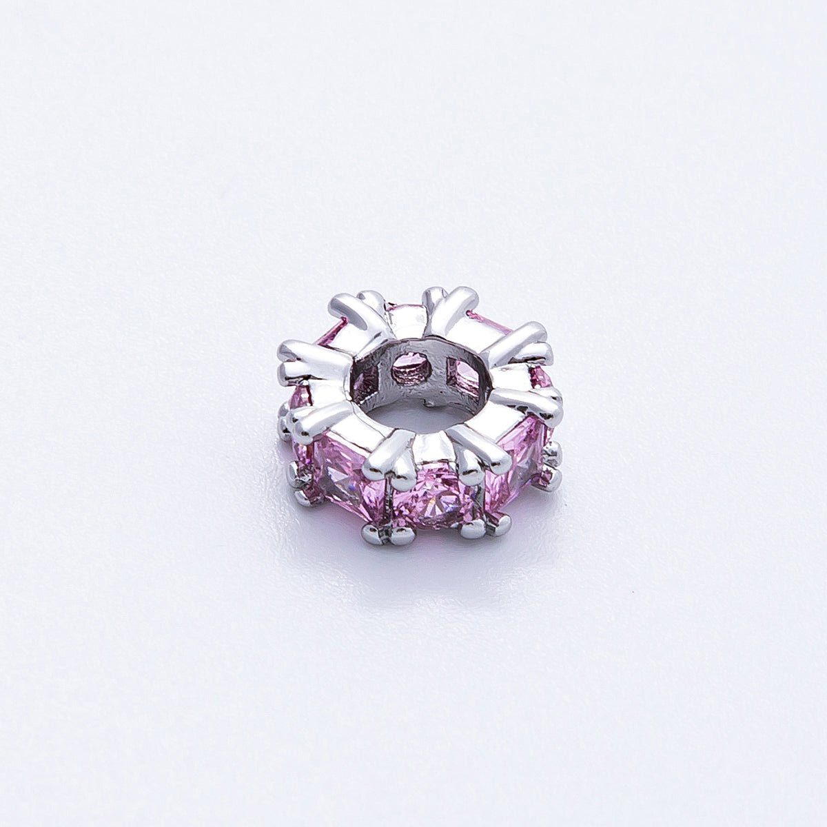 10mm Personalized Baguette Birthstone CZ Rondelle Spacer Set | Beads - 00077 ~ Beads - 00088 - DLUXCA