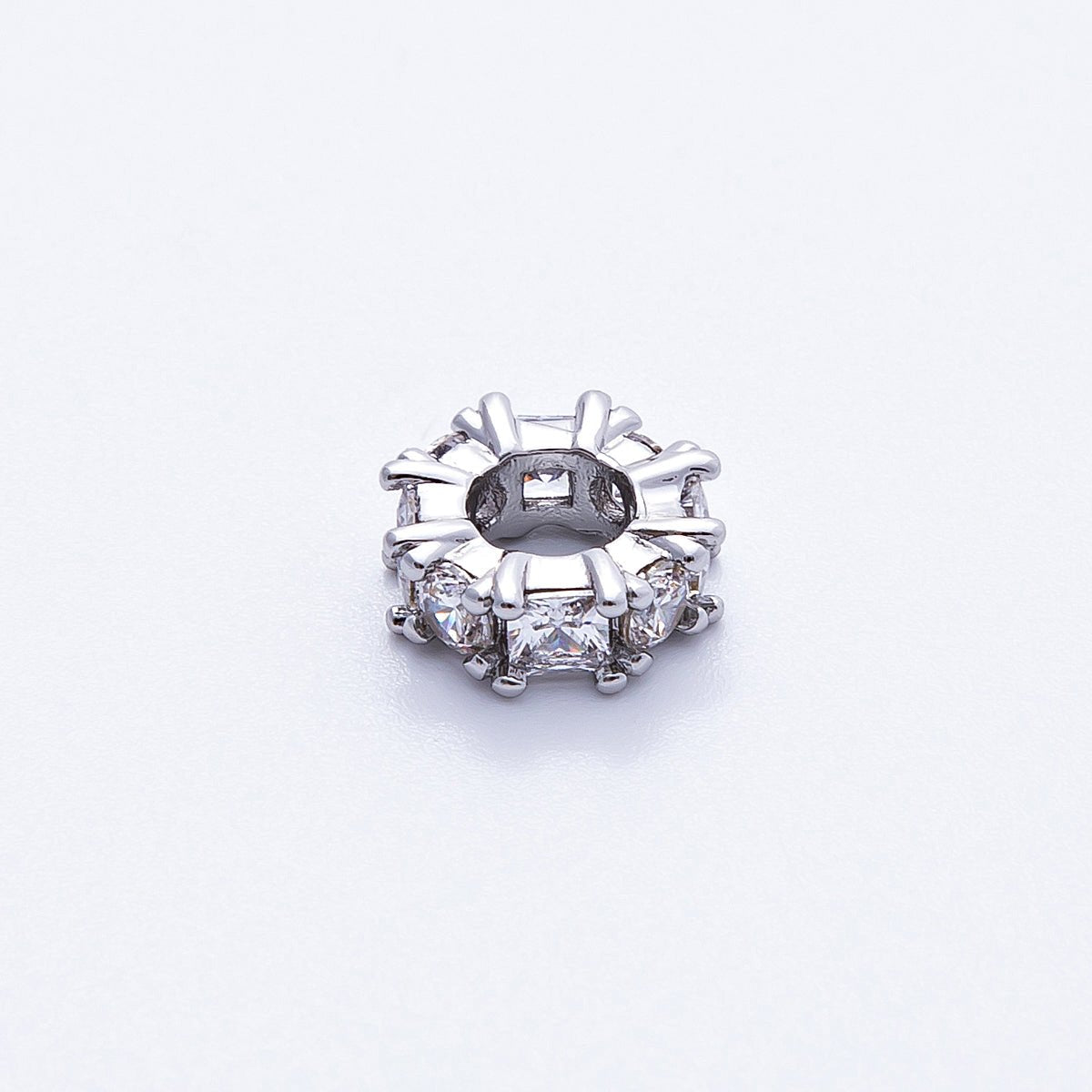 10mm Personalized Baguette Birthstone CZ Rondelle Spacer Set | Beads - 00077 ~ Beads - 00088 - DLUXCA