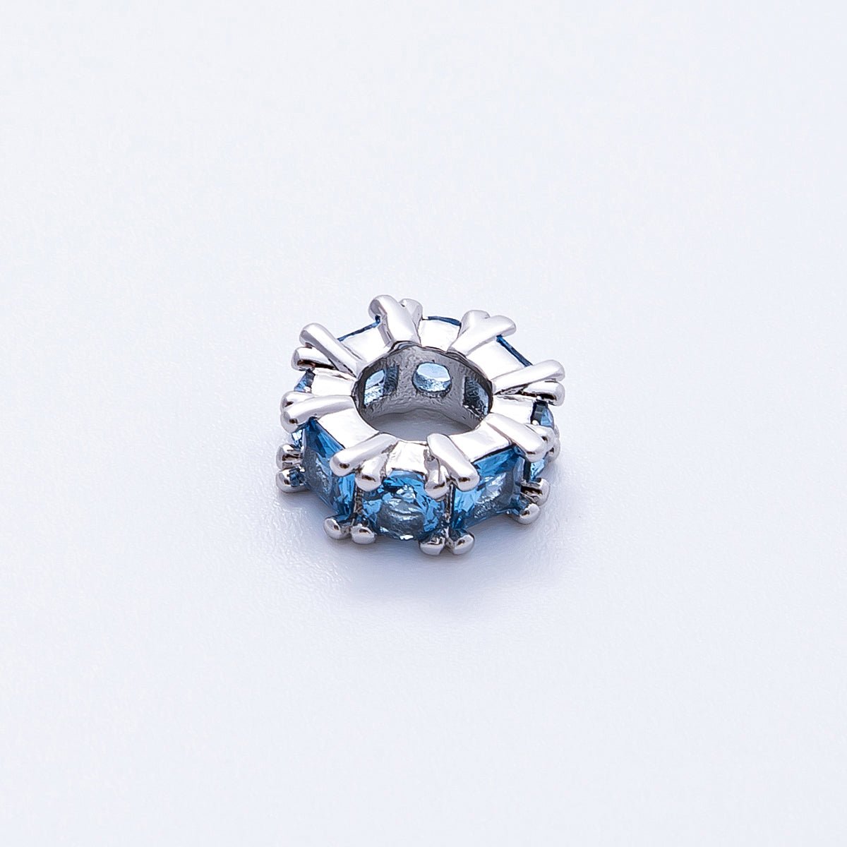 10mm Personalized Baguette Birthstone CZ Rondelle Spacer Set | Beads - 00077 ~ Beads - 00088 - DLUXCA