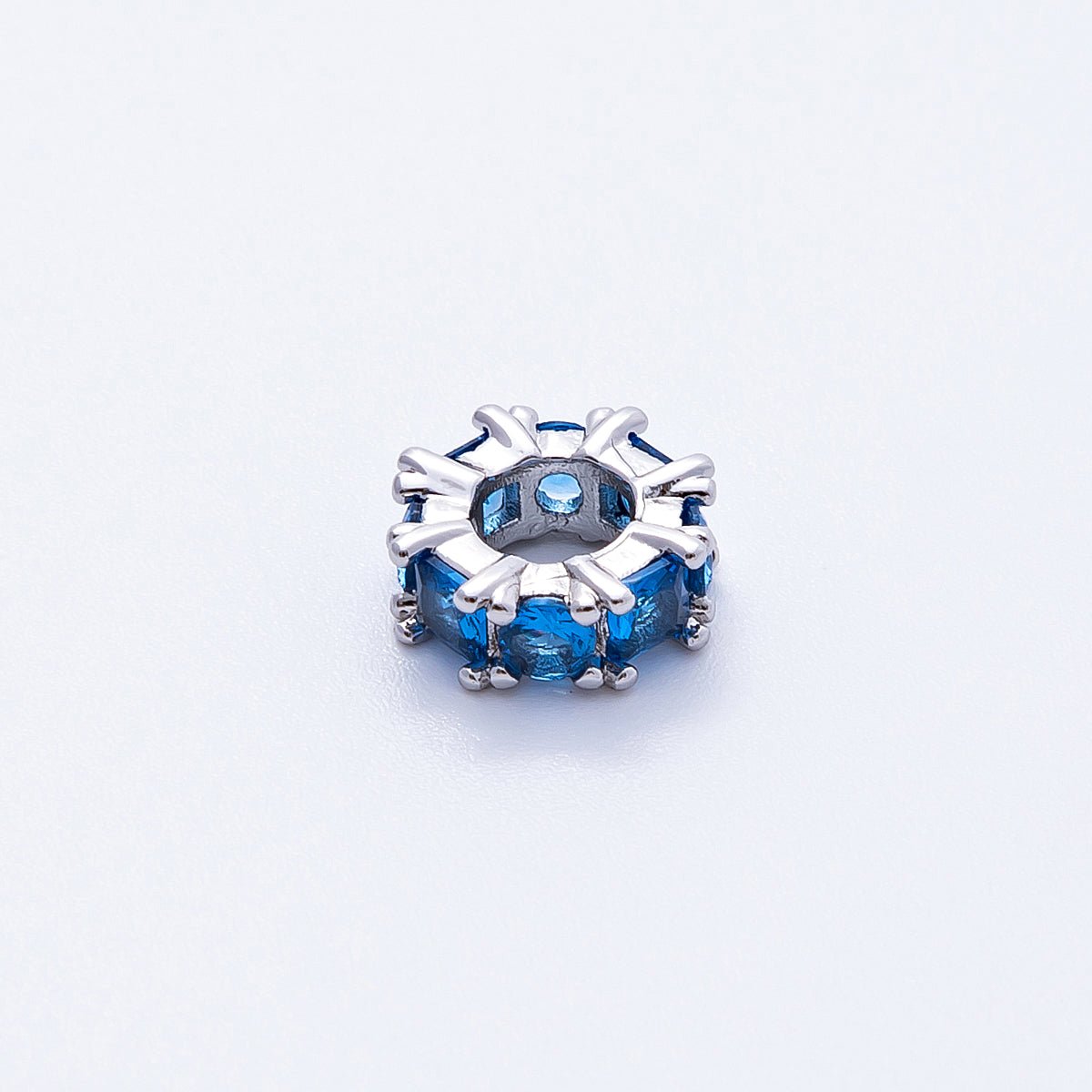 10mm Personalized Baguette Birthstone CZ Rondelle Spacer Set | Beads - 00077 ~ Beads - 00088 - DLUXCA