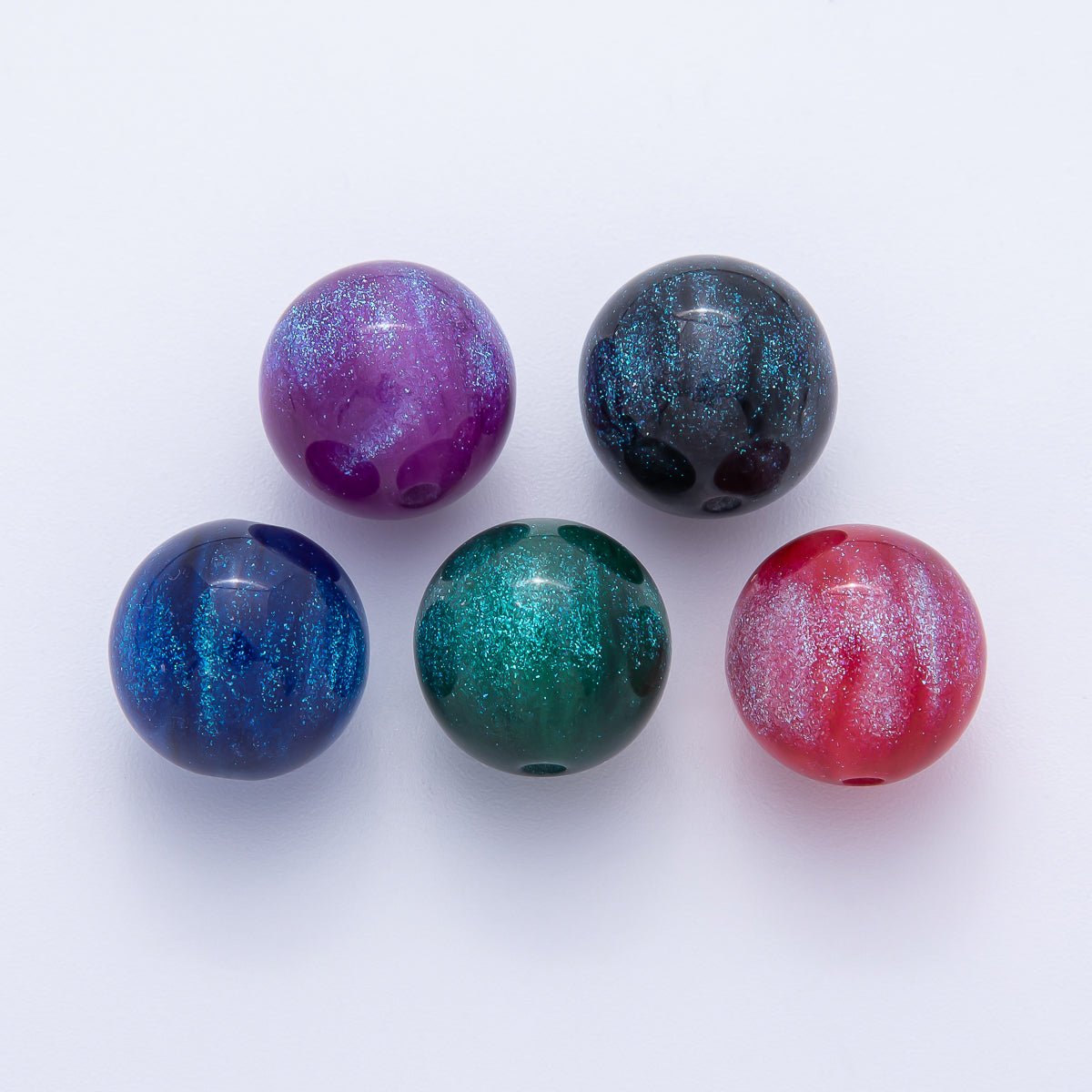 10pcs 16mm Dark Blue Glitter Resin Round Bead Set | Beads - 00034 - Beads - 00038 - DLUXCA