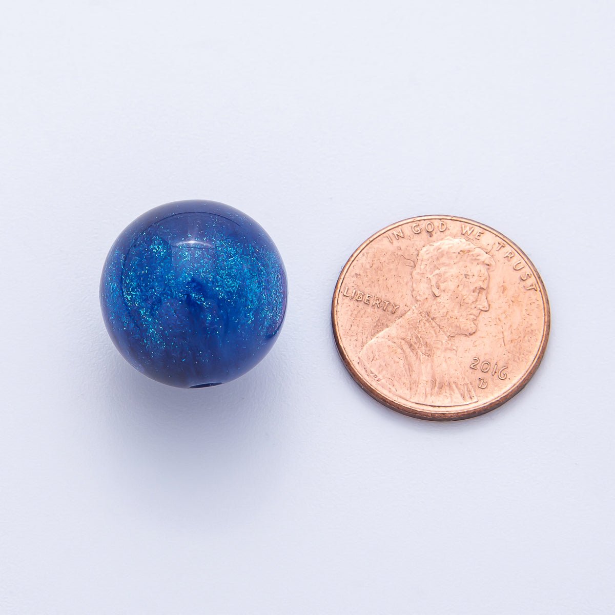 10pcs 16mm Dark Blue Glitter Resin Round Bead Set | Beads - 00034 - Beads - 00038 - DLUXCA