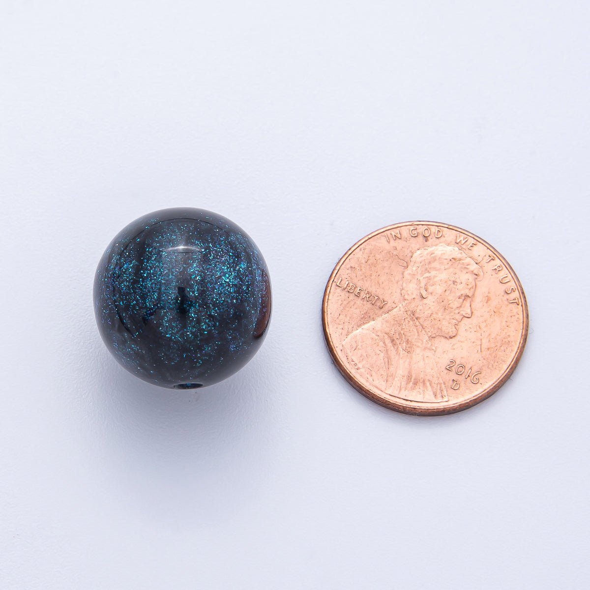 10pcs 16mm Dark Blue Glitter Resin Round Bead Set | Beads - 00034 - Beads - 00038 - DLUXCA
