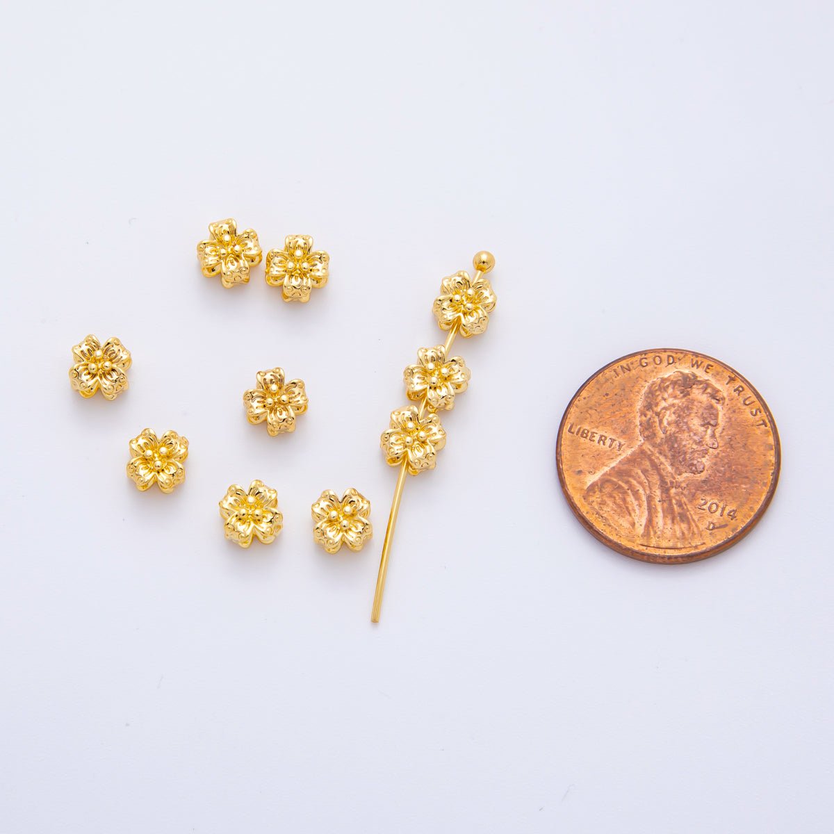 10pcs 18K Gold Filled 5mm Tiny Floral Flower Bead Spacer | AF - A1080 - DLUXCA