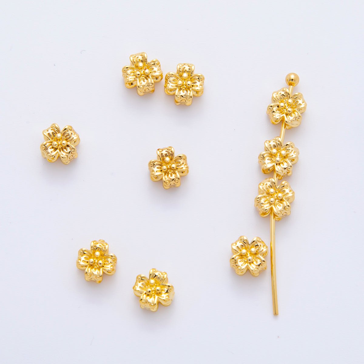 10pcs 18K Gold Filled 5mm Tiny Floral Flower Bead Spacer | AF - A1080 - DLUXCA