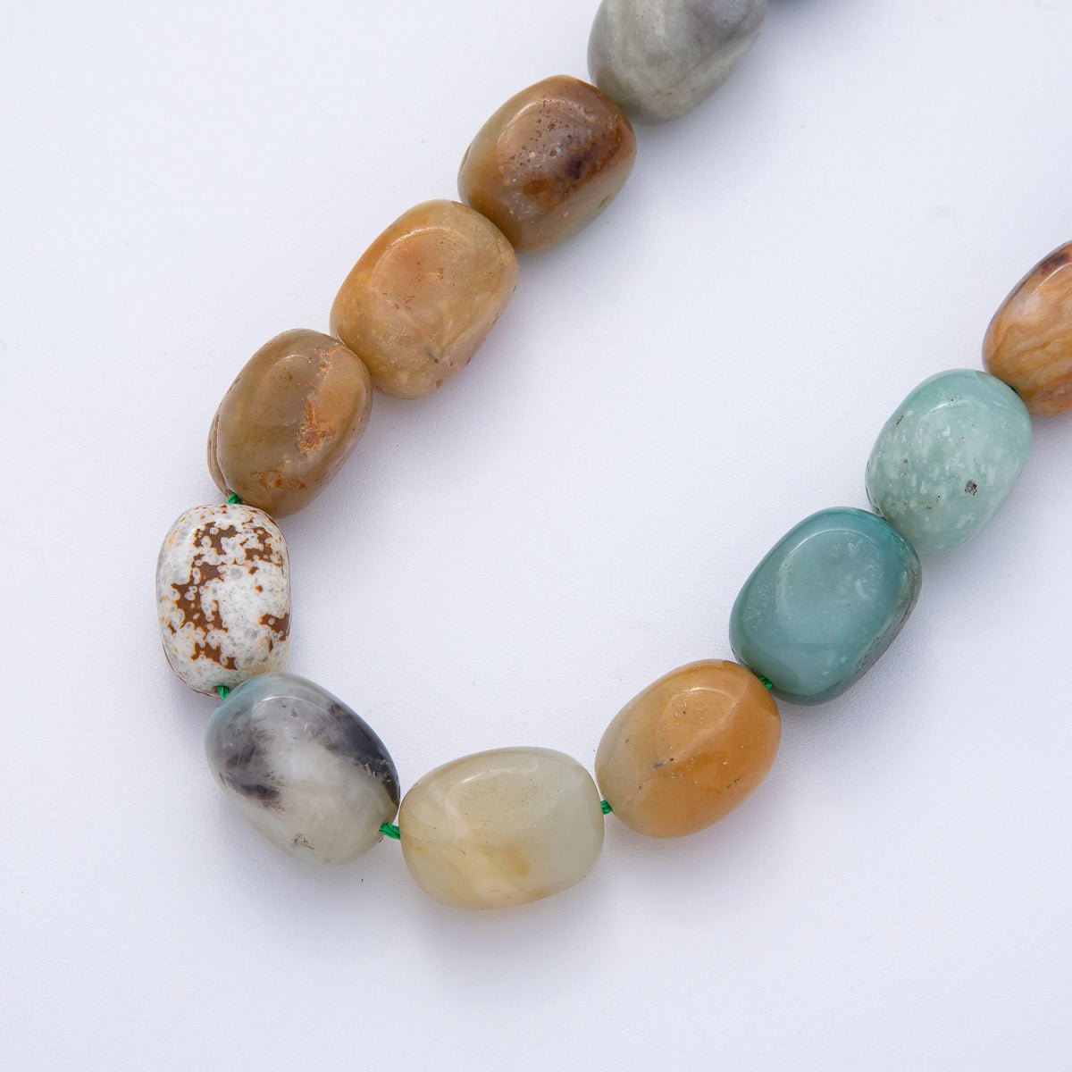 13mm Bloodstone, Moss Agate, Amazonite, Lapis Lazuli Pebble Nugget Natural Gemstone Strand Finding | WA - 3926 ~ WA - 3929 - DLUXCA