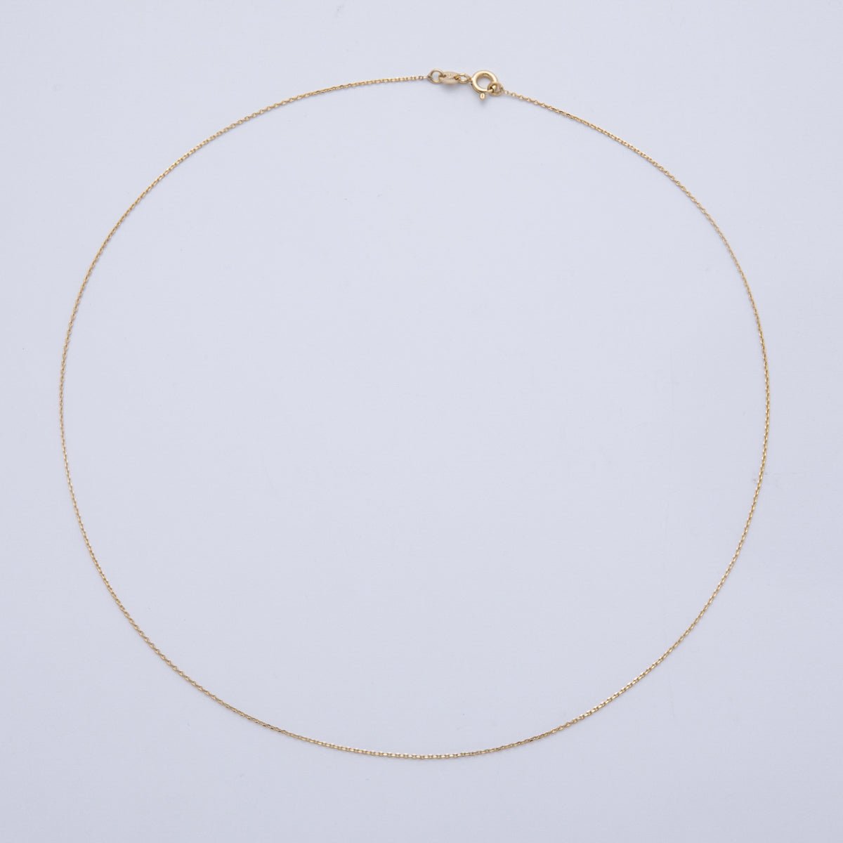 14K Gold Filled 0.6mm Dainty Minimalist Cable Chain 17.72 Inch Necklace | WA - 4084 - DLUXCA