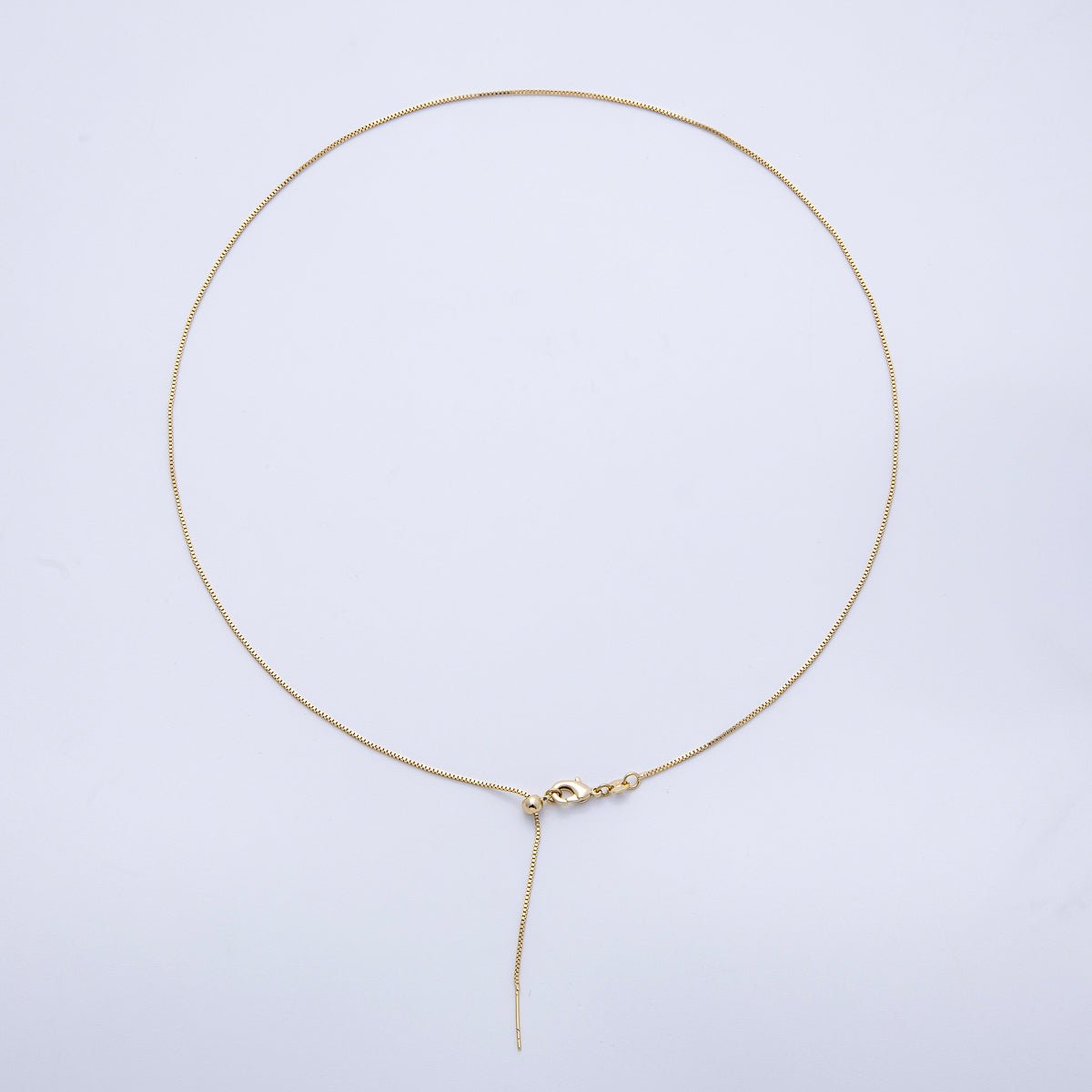14K Gold Filled 0.8mm Minimalist Box Chain 20 Inch Adjustable Slider Necklace | WA - 04253 - DLUXCA