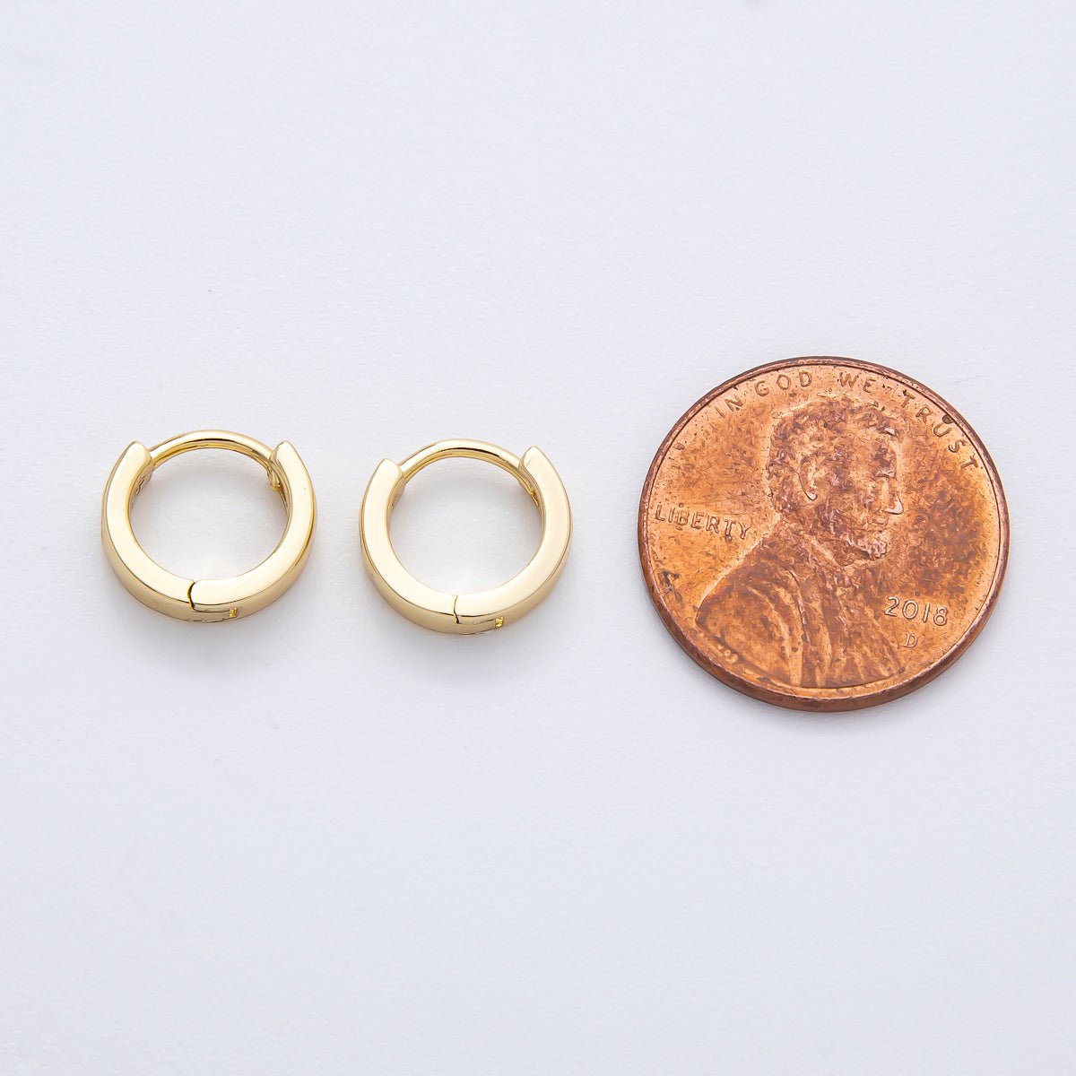 14K Gold Filled 10mm Clear CZ Round Minimalist Cartilage Huggie Earrings | AJ241 - DLUXCA