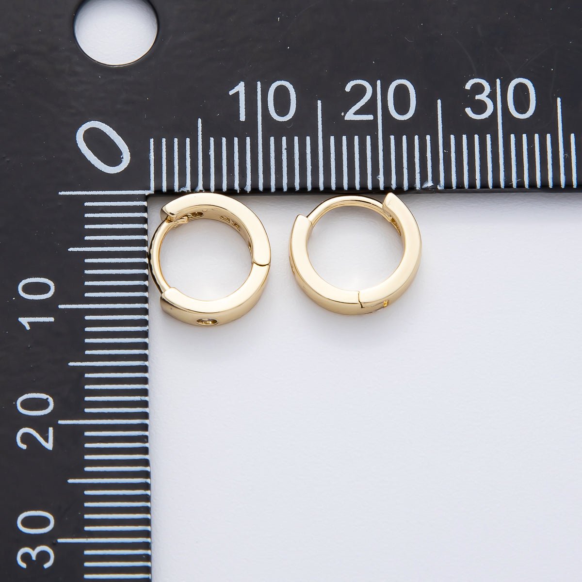 14K Gold Filled 10mm Clear CZ Round Minimalist Cartilage Huggie Earrings | AJ241 - DLUXCA