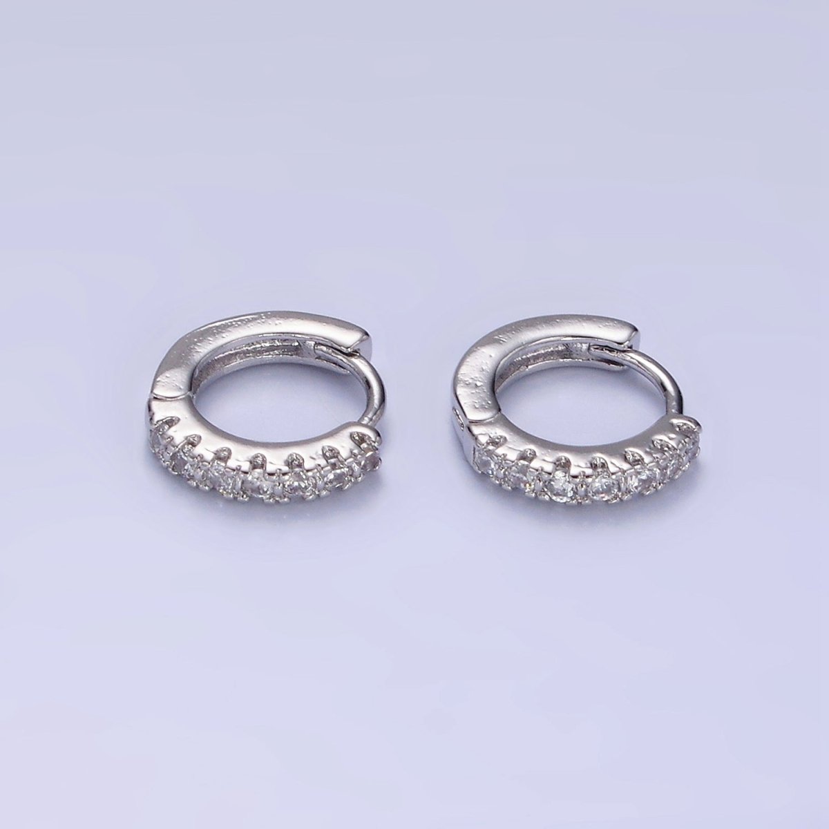 14K Gold Filled 10mm Clear Micro Paved CZ Cartilage Huggie Earrings | AE908 - DLUXCA