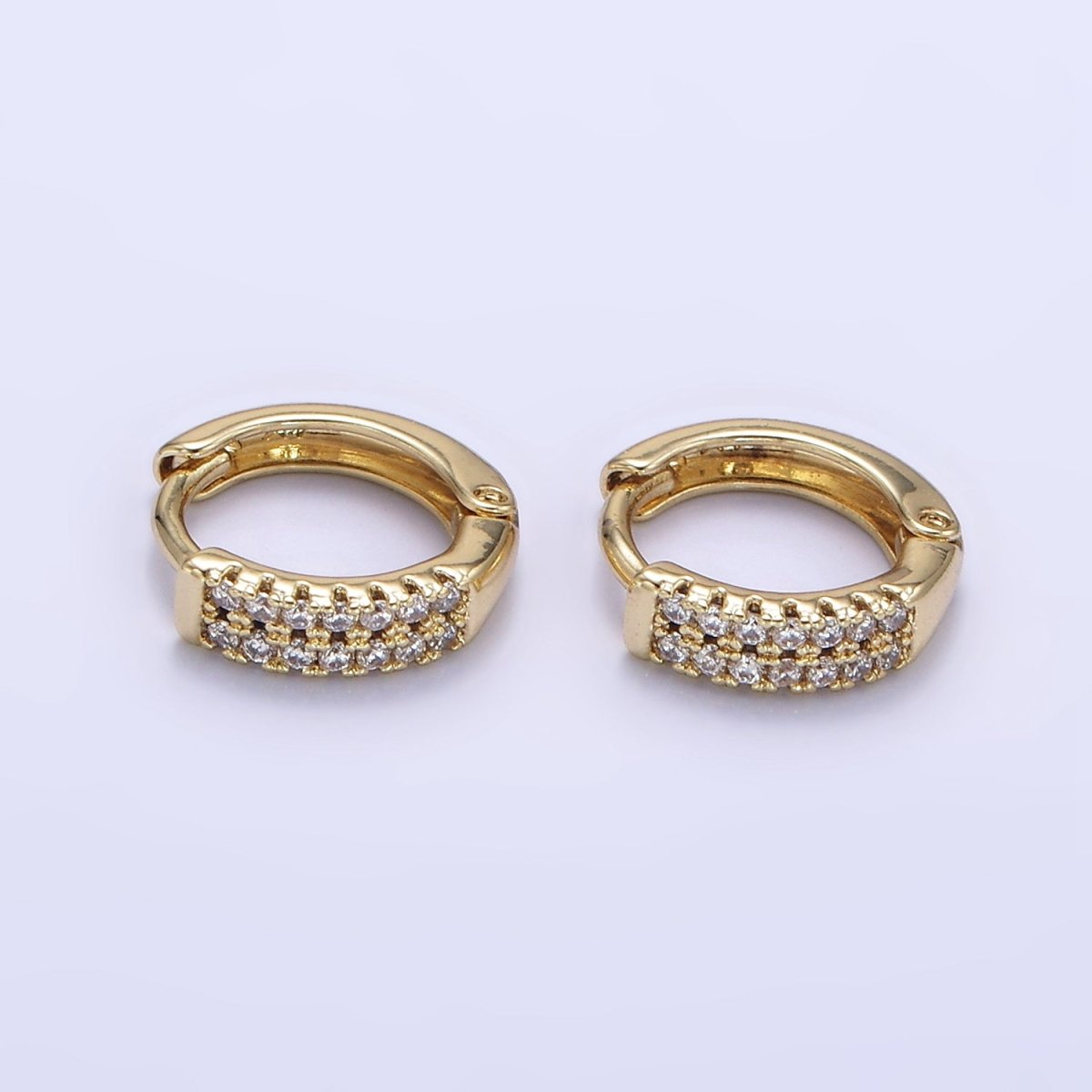 14K Gold Filled 10mm Double Micro Paved CZ Cartilage Huggie Earrings | Q084 - DLUXCA