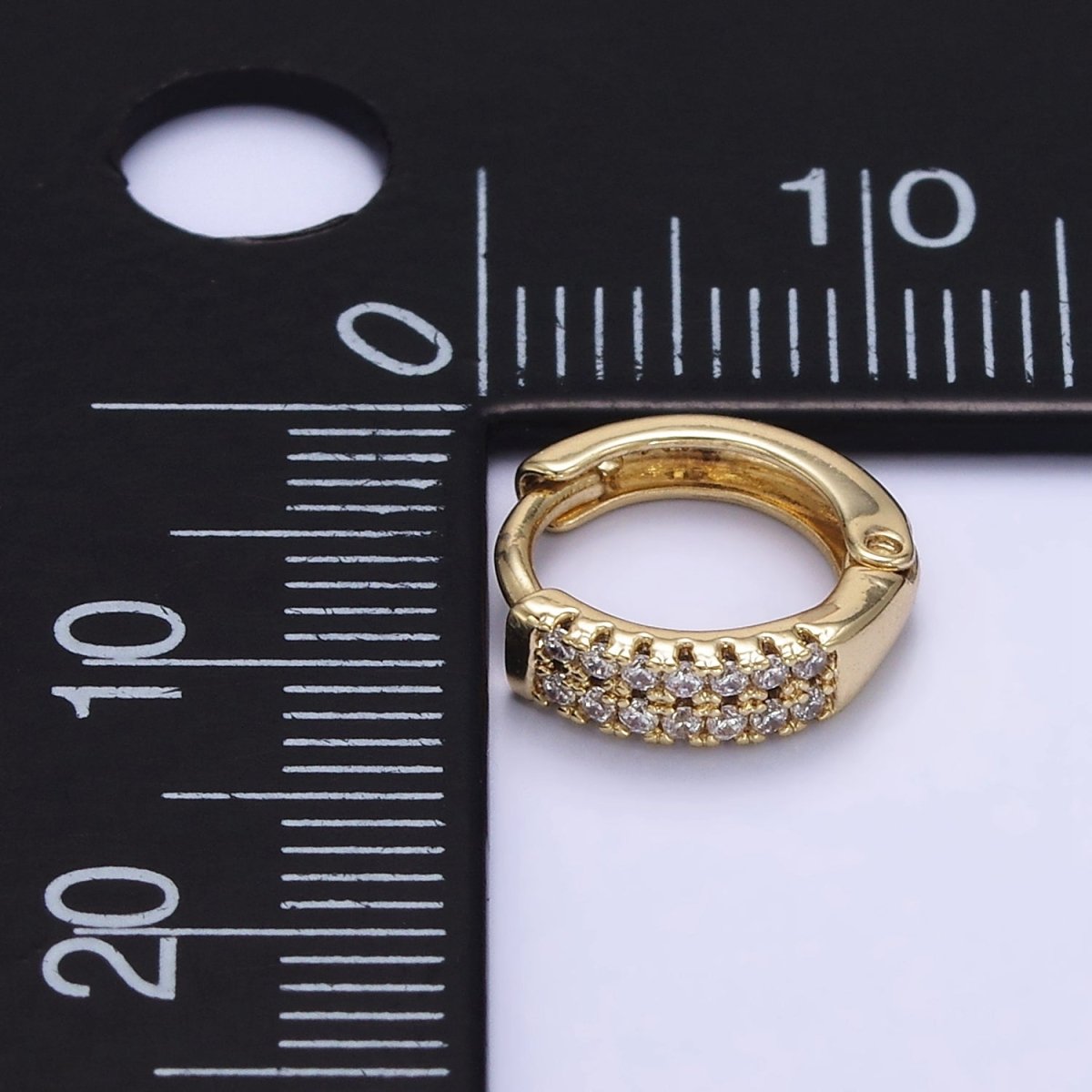 14K Gold Filled 10mm Double Micro Paved CZ Cartilage Huggie Earrings | Q084 - DLUXCA