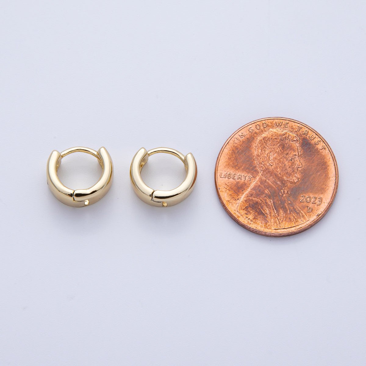 14K Gold Filled 10mm Heart Micro Paved CZ Wide Cartilage Huggie Earrings | Earrings - 00072 - DLUXCA