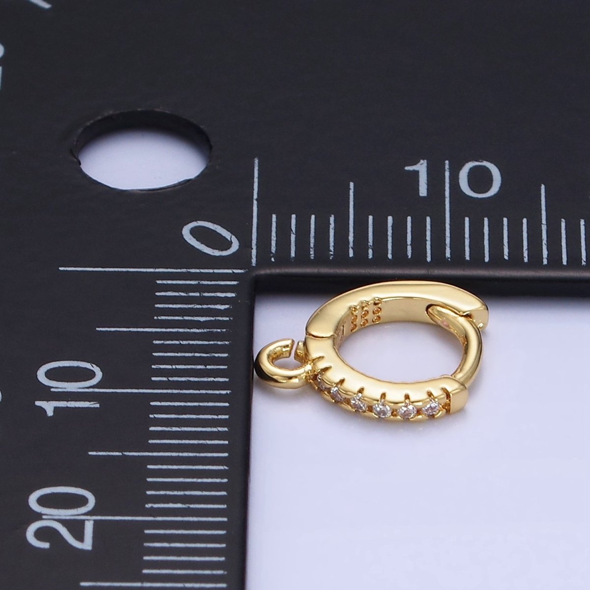 14K Gold Filled 10mm Micro Paved CZ Cartilage Huggie Earrings Findings | Z757 - DLUXCA