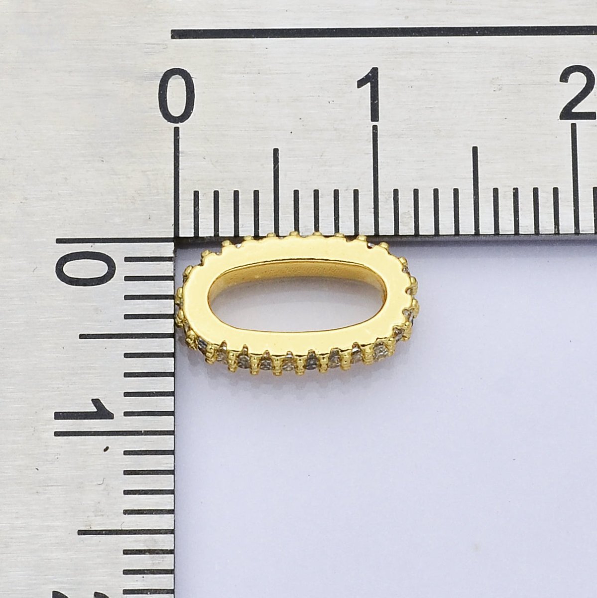 14K Gold Filled 10mm Micro Paved CZ Oblong Bead | B506 - DLUXCA