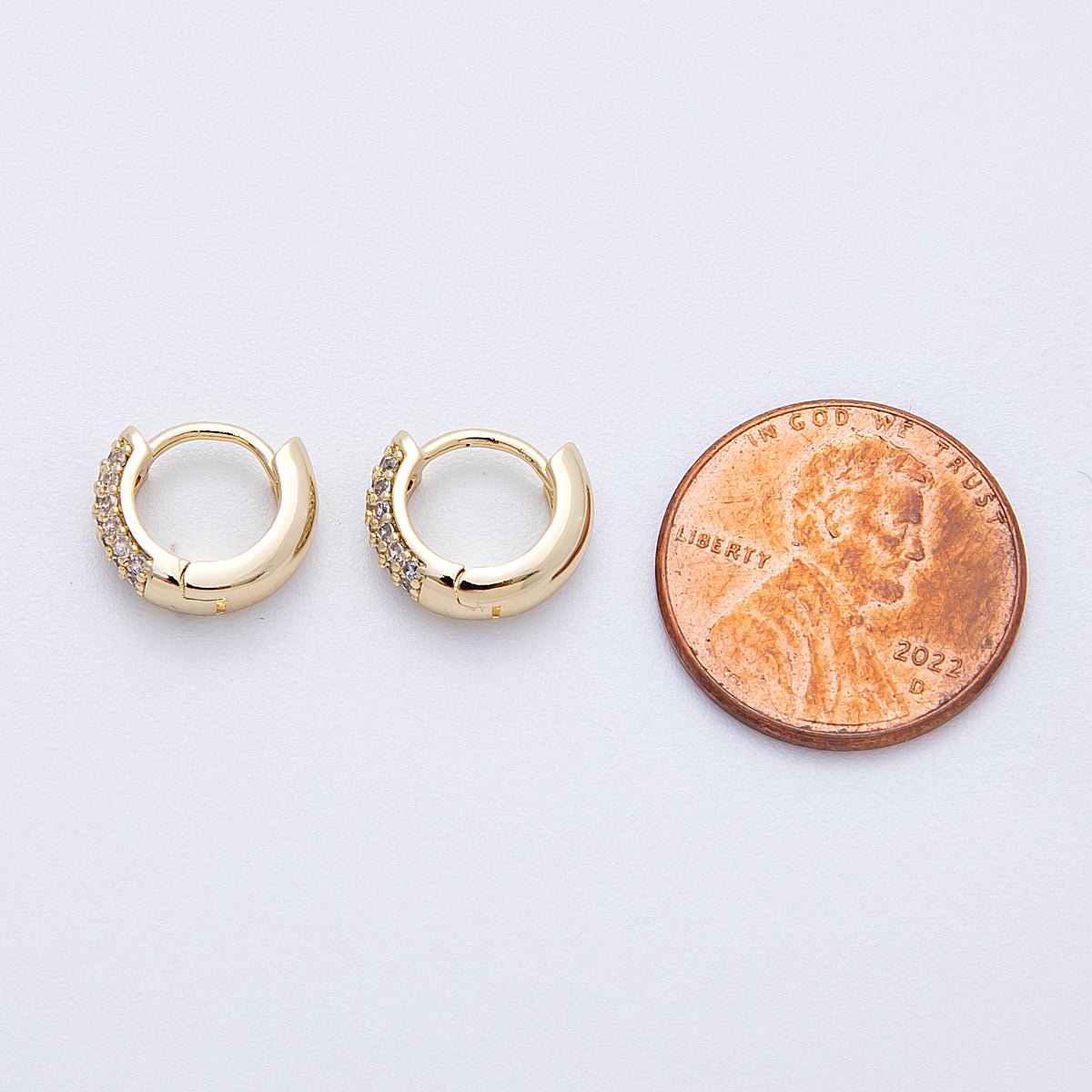 14K Gold Filled 11.5mm Micro Paved CZ Cartilage Huggie | Earrings - 00170 - DLUXCA