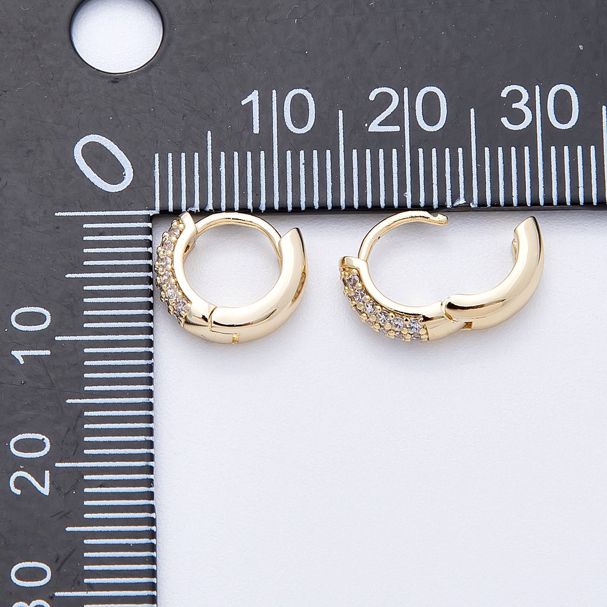 14K Gold Filled 11.5mm Micro Paved CZ Cartilage Huggie | Earrings - 00170 - DLUXCA