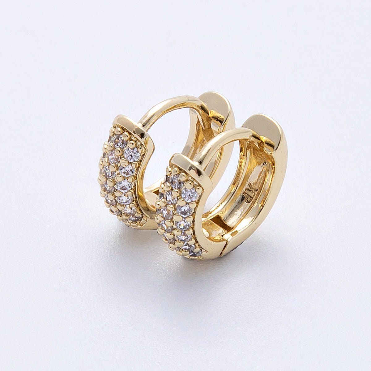 14K Gold Filled 11.5mm Micro Paved CZ Cartilage Huggie | Earrings - 00170 - DLUXCA
