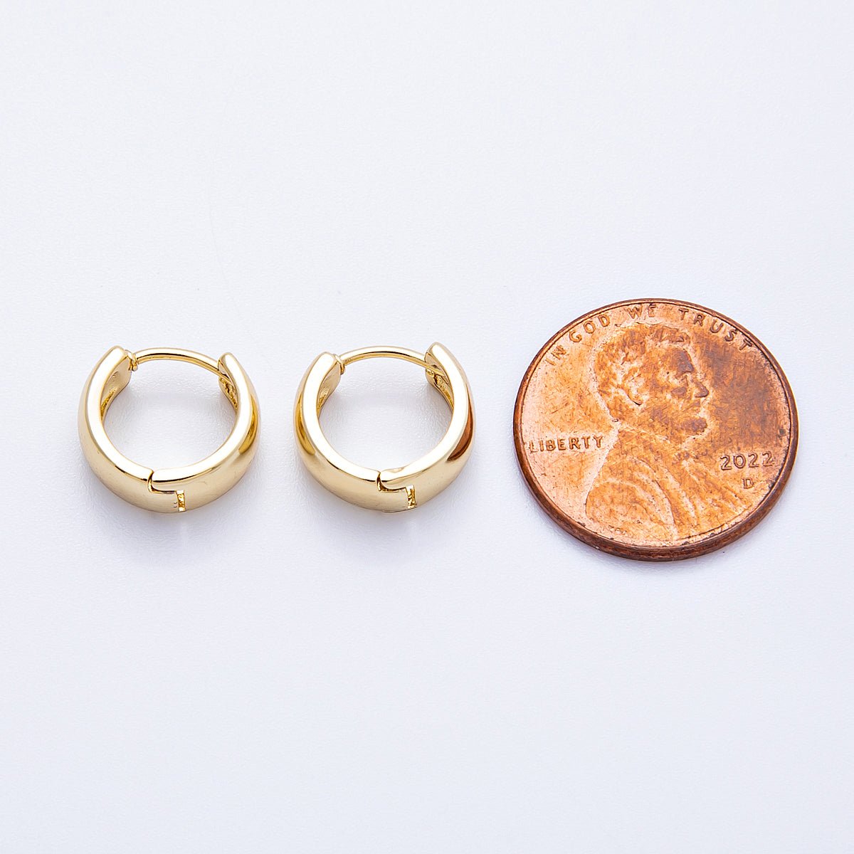 14K Gold Filled 11.5mm Wide Minimalist Cartilage Huggie | Earrings - 00197 - DLUXCA
