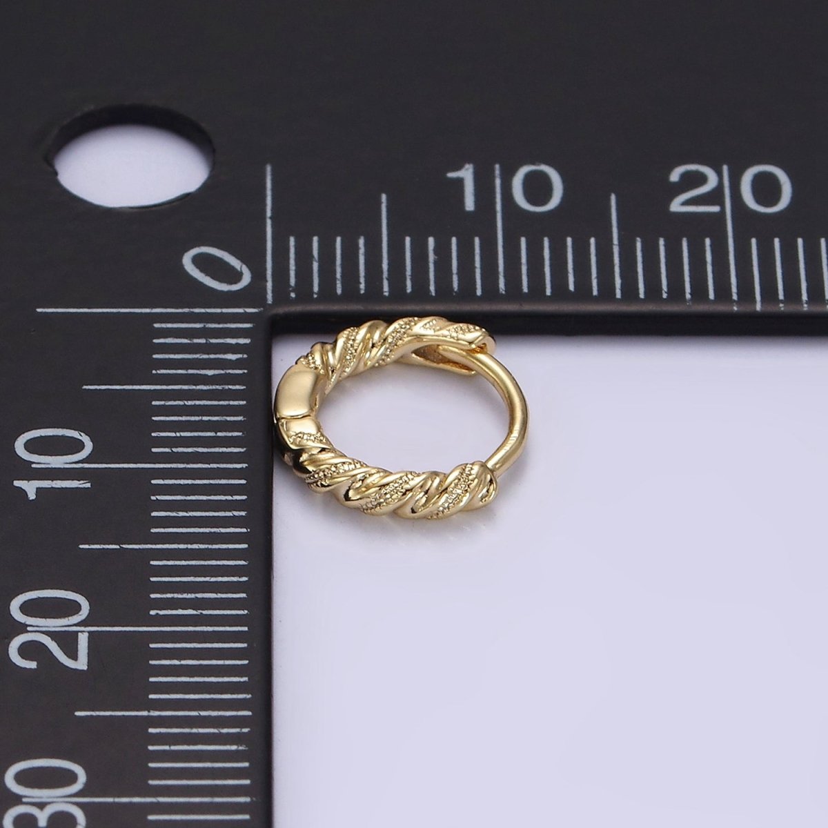 14K Gold Filled 11mm Dotted Croissant Cartilage Huggie Earrings | AE722 - DLUXCA