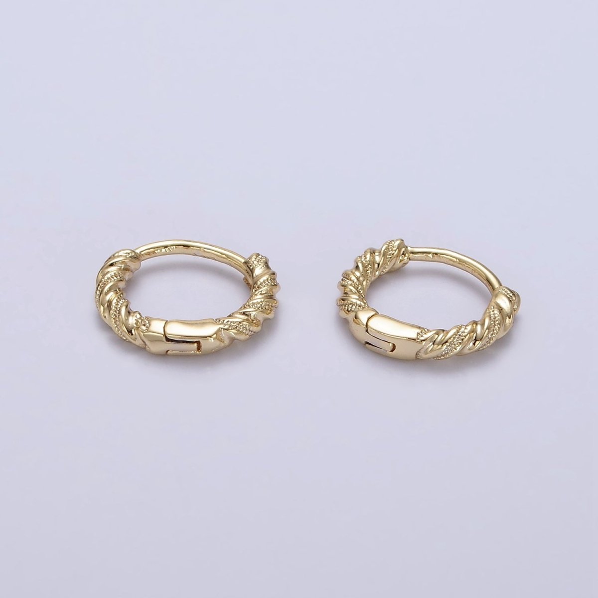 14K Gold Filled 11mm Dotted Croissant Cartilage Huggie Earrings | AE722 - DLUXCA