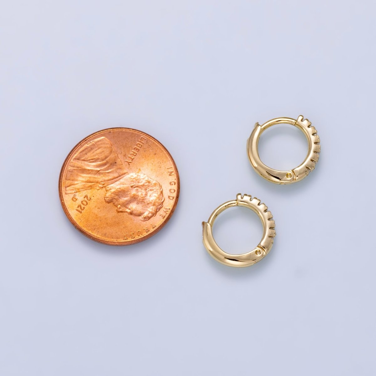 14K Gold Filled 11mm Micro Paved CZ Cartilage Huggie | Earrings-00685 - DLUXCA