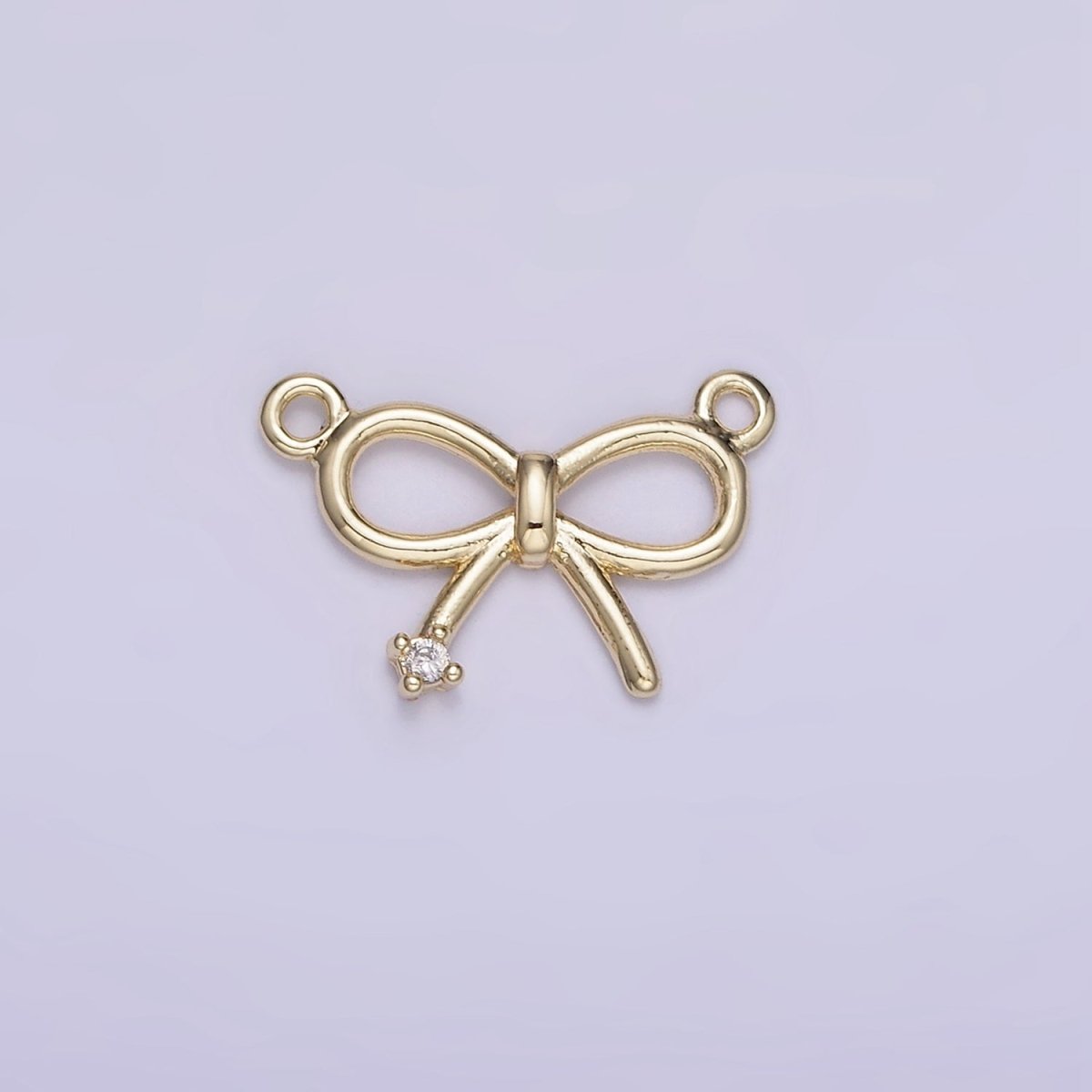 14k Gold Filled 11mm Mini Bow Ribbon CZ Connector | G392 - DLUXCA