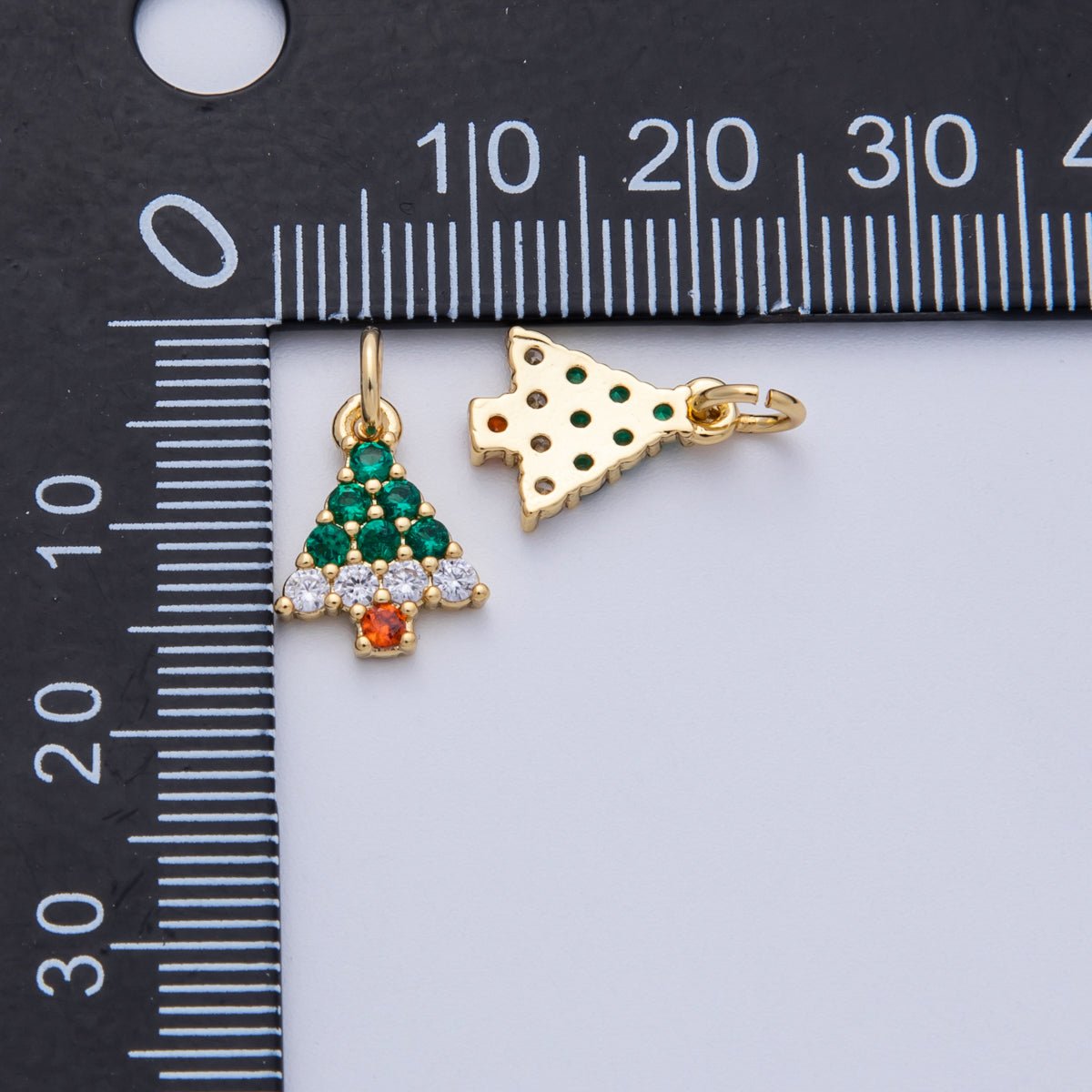 14K Gold Filled 12.5mm Multicolor Micro Paved CZ Christmas Tree Charm | Charms - 00059 - DLUXCA