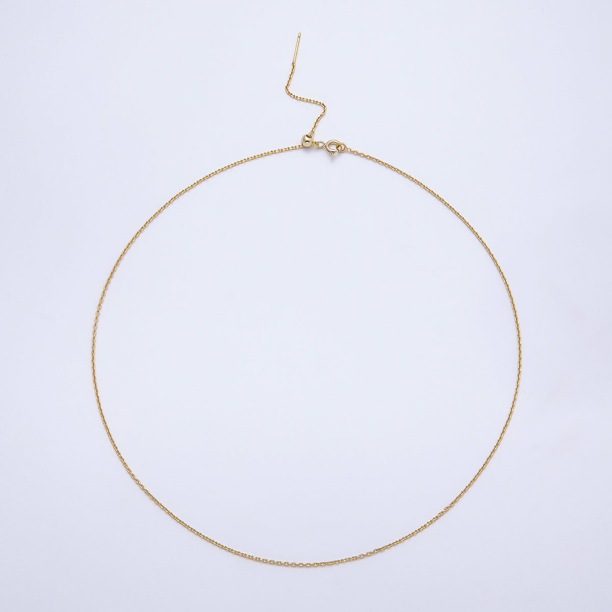 14K Gold Filled 1.2mm Cable Chain with Slider Bead & Needle Pin 19 Inch Adjustable Necklace | WA - 04466 - DLUXCA