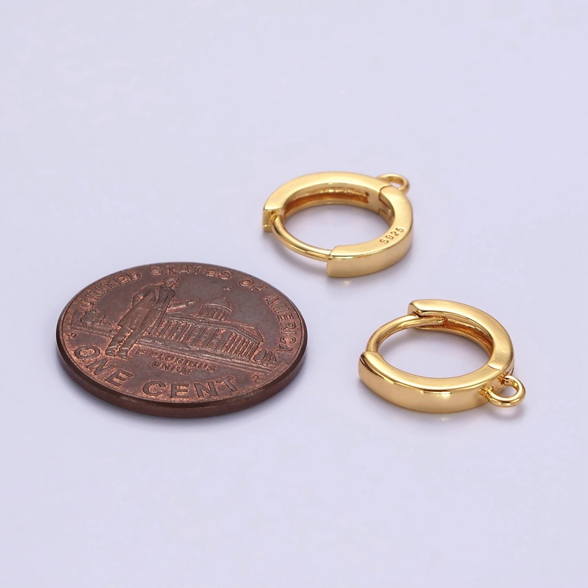 14K Gold Filled 12mm Flat Minimalist Huggie Open Loop Earrings Finding Supply | Z - 568 Z - 640 - DLUXCA