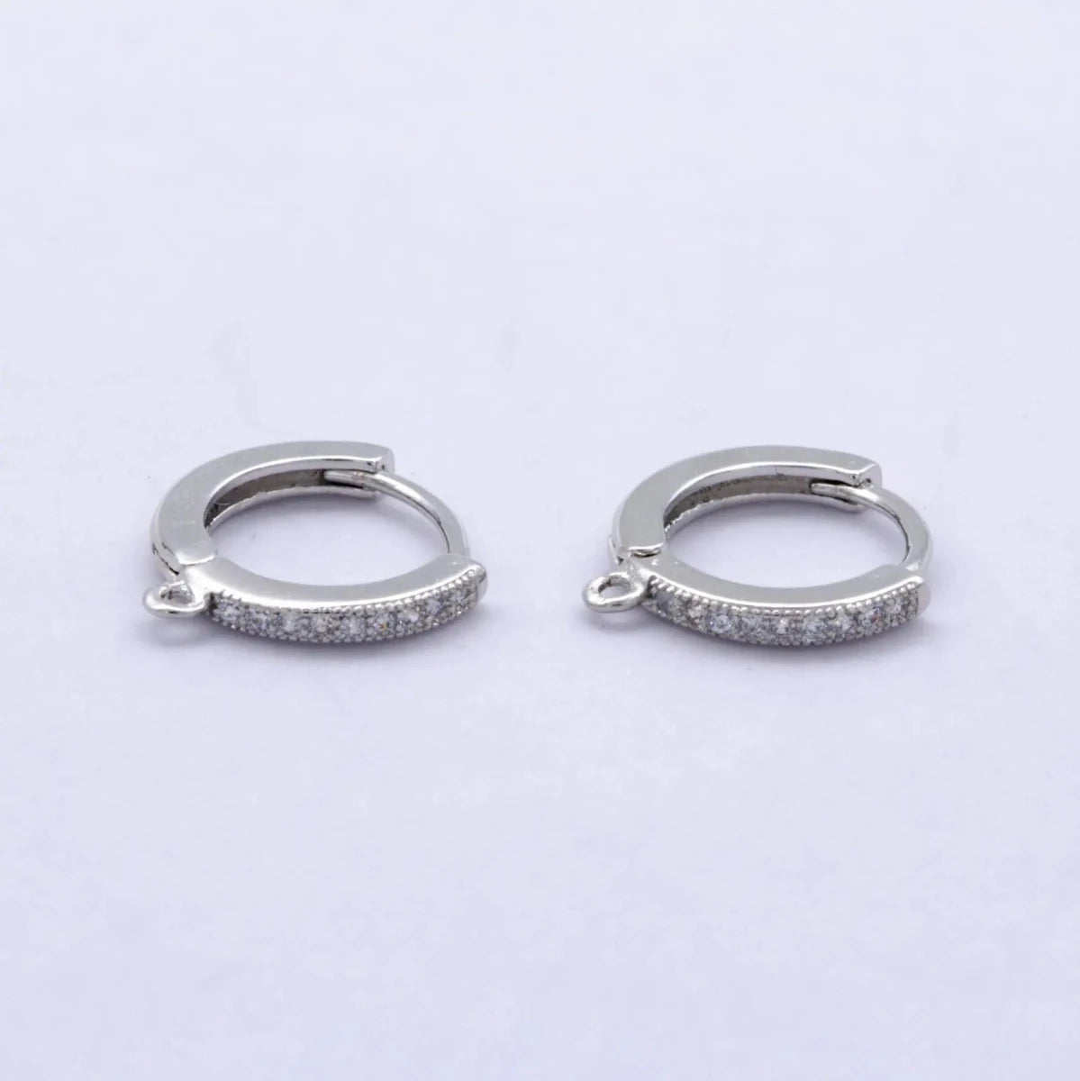 14K Gold Filled 12mm Micro Paved Huggie Earring Findings in Gold & Silver | Z1048 - DLUXCA