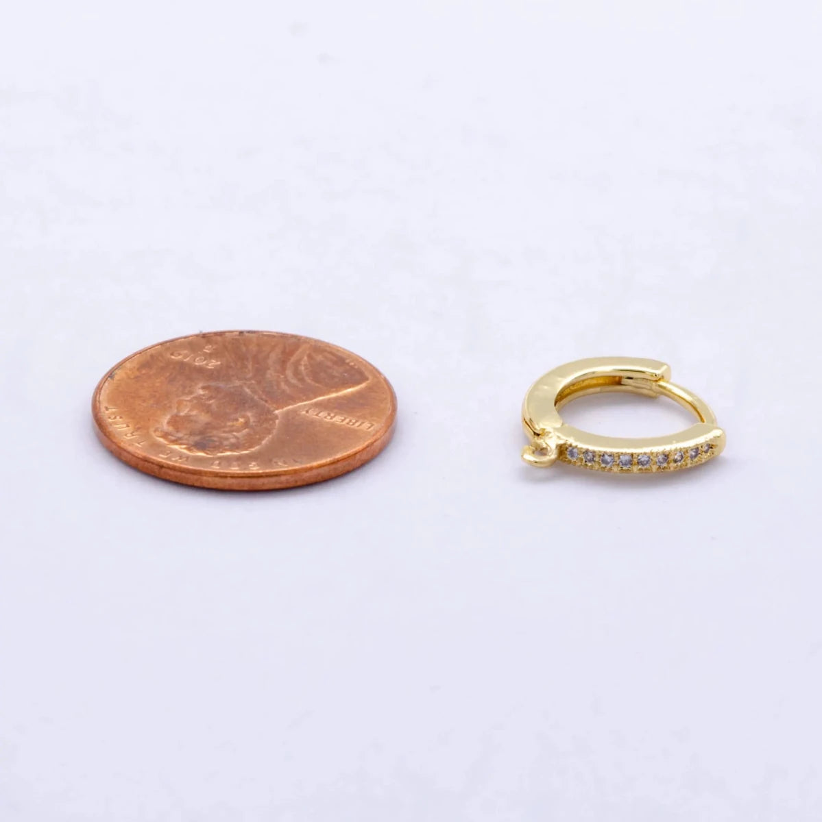 14K Gold Filled 12mm Micro Paved Huggie Earring Findings in Gold & Silver | Z1048 - DLUXCA