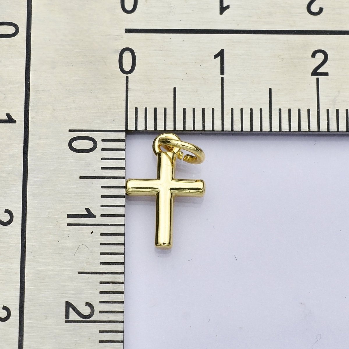 14K Gold Filled 12mm Minimalist Cross Mini Charm | AH638 - DLUXCA
