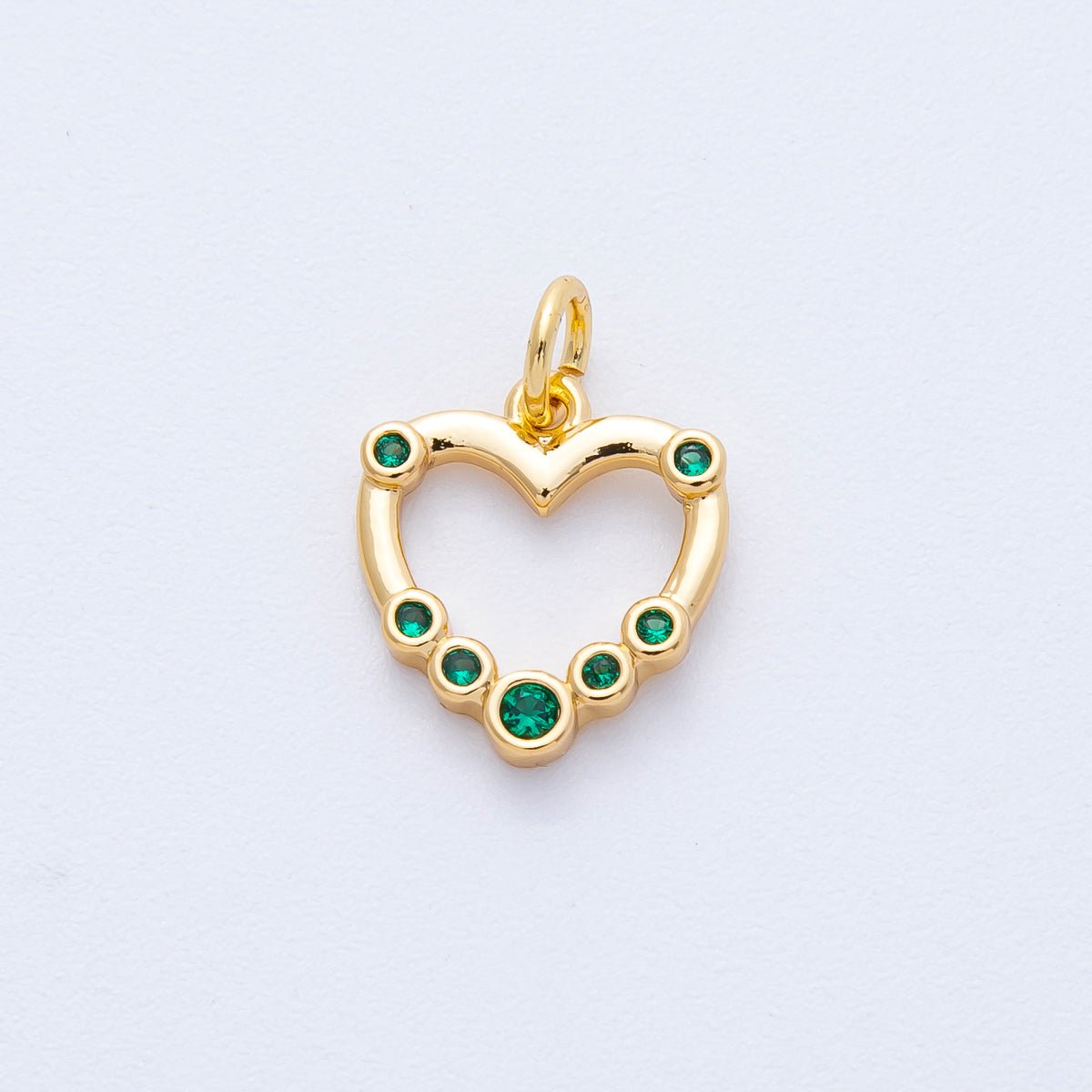 14K Gold Filled 13.3mm Green CZ Gradient Open Heart Charm | Charms - 00068 - DLUXCA