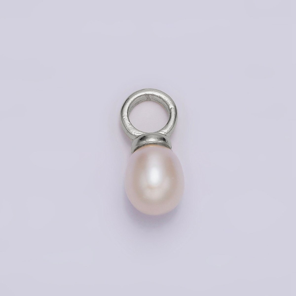 14K Gold Filled 13.7mm White Freshwater Pearl Drop Personalized Earring Charm | P1626 - DLUXCA
