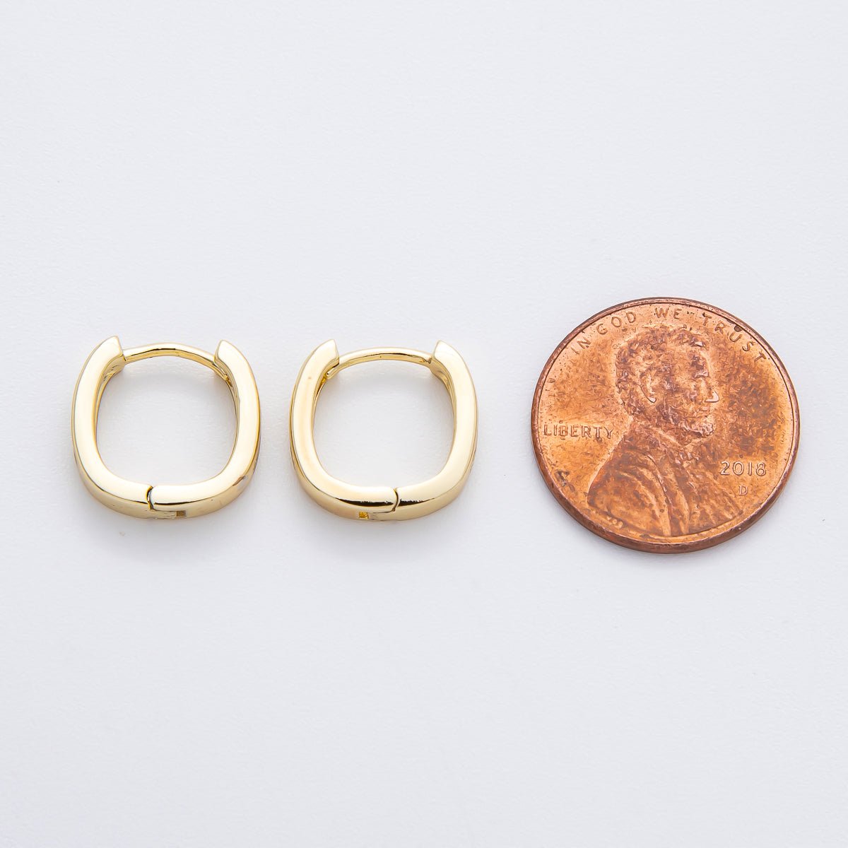 14K Gold Filled 13mm Micro Paved CZ U - Shaped Huggie Hoops Earrings | AJ240 - DLUXCA