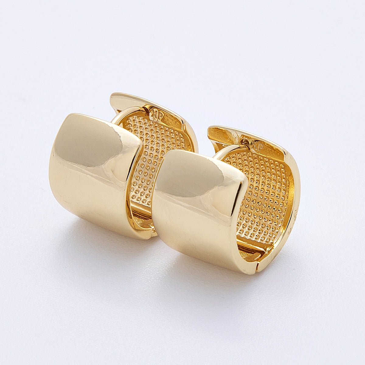 14K Gold Filled 14.5mm Wide Chubby Minimalist Hoops Earrings | EARRINGS - 00182 - DLUXCA