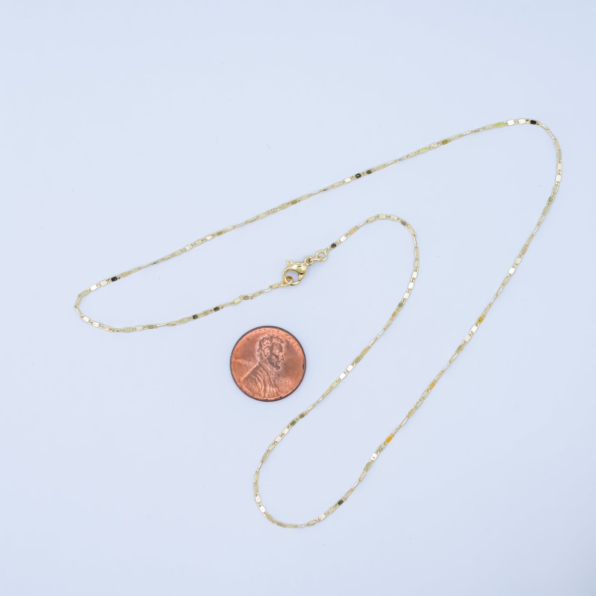 14K Gold Filled 1.4mm Flat Mariner Chain Link Layering Chain Necklace | WA - 2754 - DLUXCA